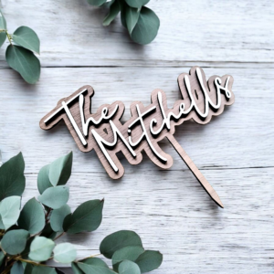 Rustic Cursive Wedding Cake Topper