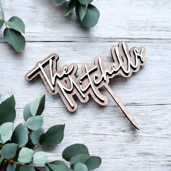 Rustic Cursive Wedding Cake Topper