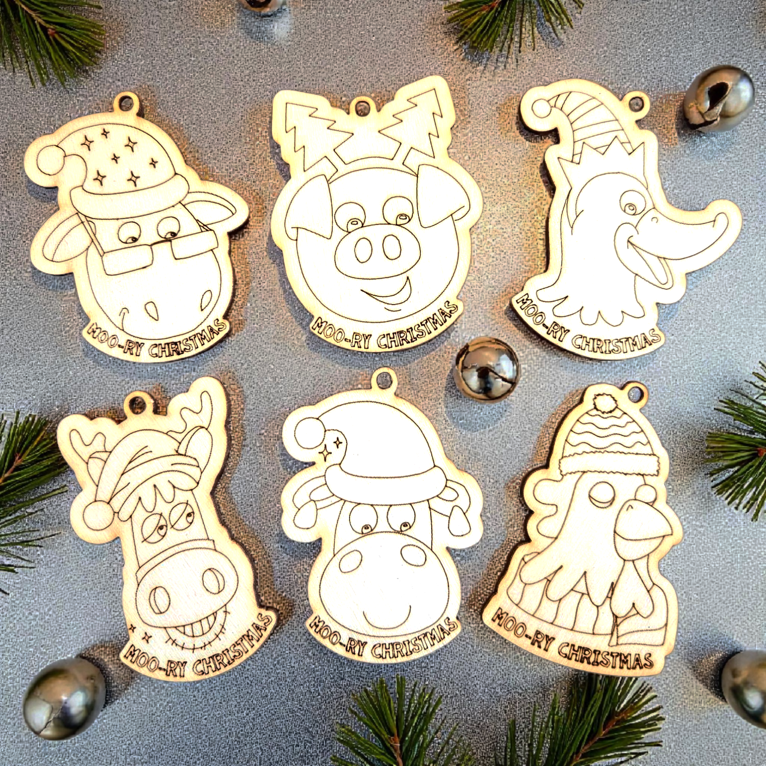 Mini Moo-Ry Christmas Decorations - Colour Your Own - Image 2