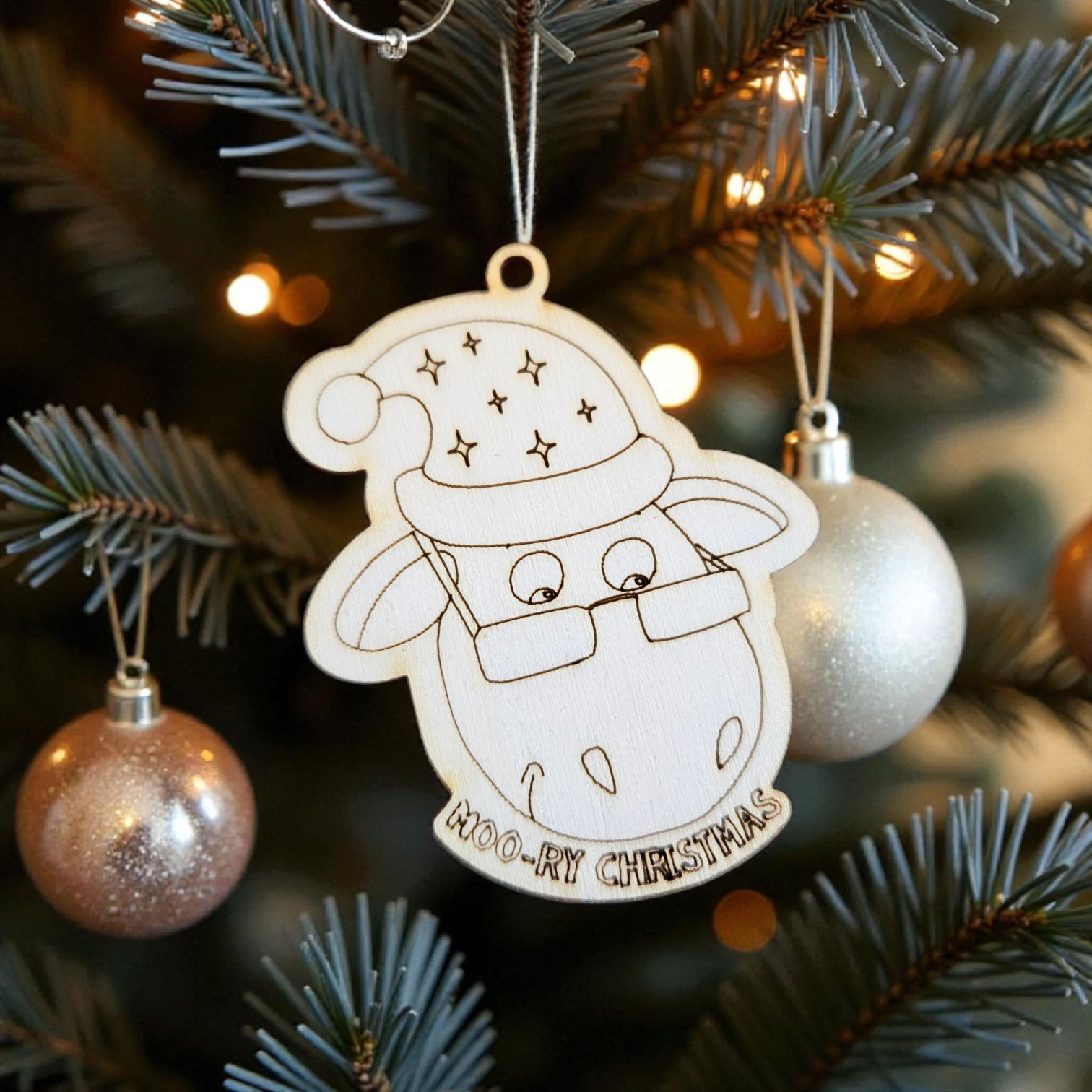 Mini Moo-Ry Christmas Decorations - Colour Your Own - Image 13