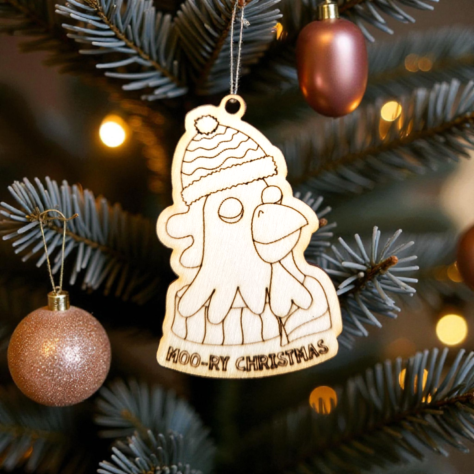 Mini Moo-Ry Christmas Decorations - Colour Your Own - Image 7