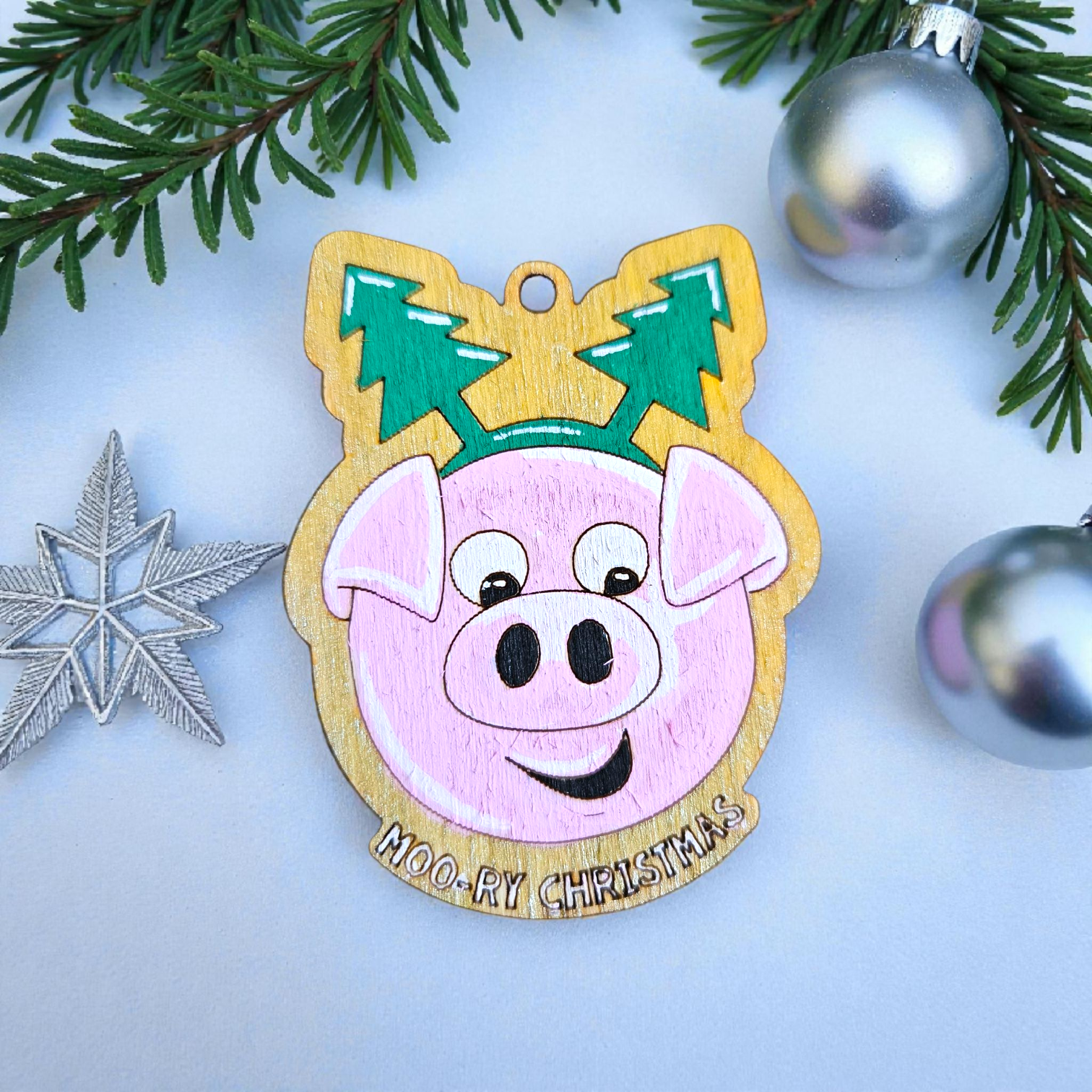 Mini Moo-Ry Christmas Decorations - Colour Your Own - Image 4